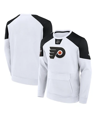 Men's Fanatics White Philadelphia Flyers 2024 Nhl Stadium Series Authentic Pro Fleece Logo Pullover Sweatshirt
