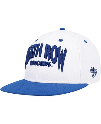 Men's White, Blue Death Row Records Paisley Snapback Hat