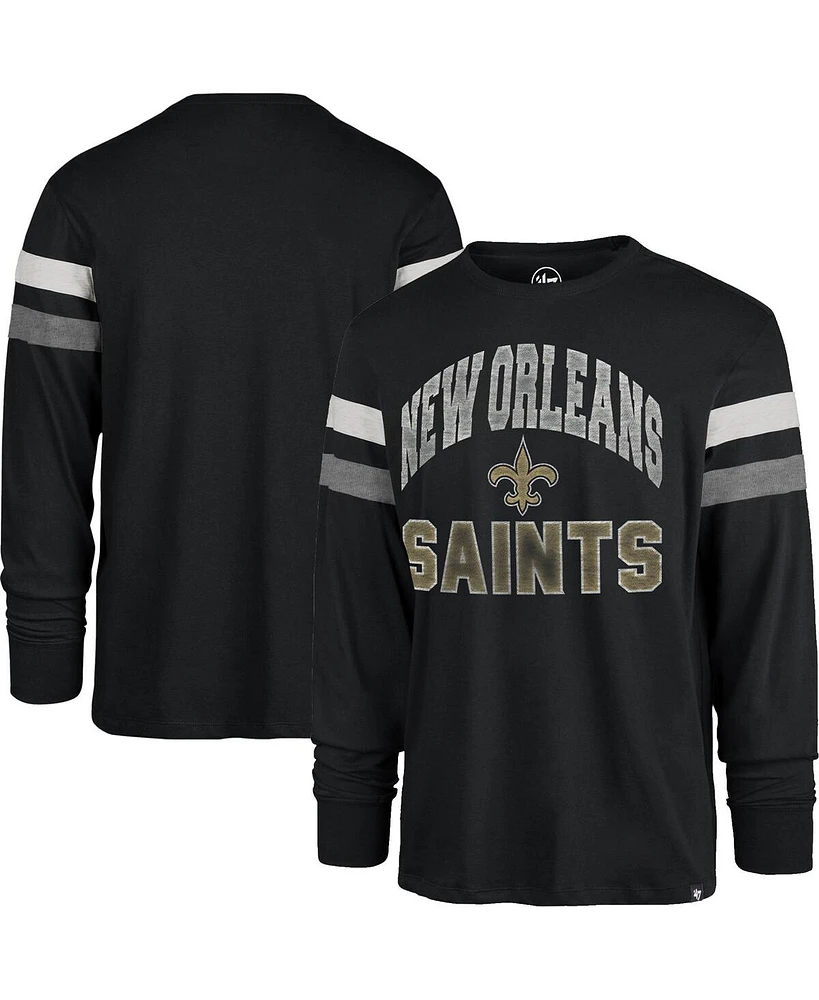 Men's '47 Brand Black Distressed New Orleans Saints Irving Long Sleeve T-shirt