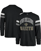 Men's '47 Brand Black Distressed New Orleans Saints Irving Long Sleeve T-shirt