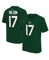 Big Boys Nike Garrett Wilson Green New York Jets Player Name and Number T-shirt