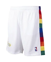 Men's Mitchell & Ness White Denver Nuggets Hardwood Classics Primary Logo Swingman Shorts