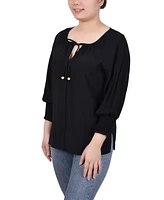 Ny Collection Women's 3/4 Sleeve Button Front Blouse