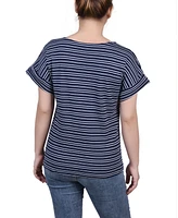 Ny Collection Women's Short Sleeve Tie Front Top