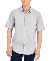 Alfani Men's Short-Sleeve Solid Textured Shirt, Created for Macy's