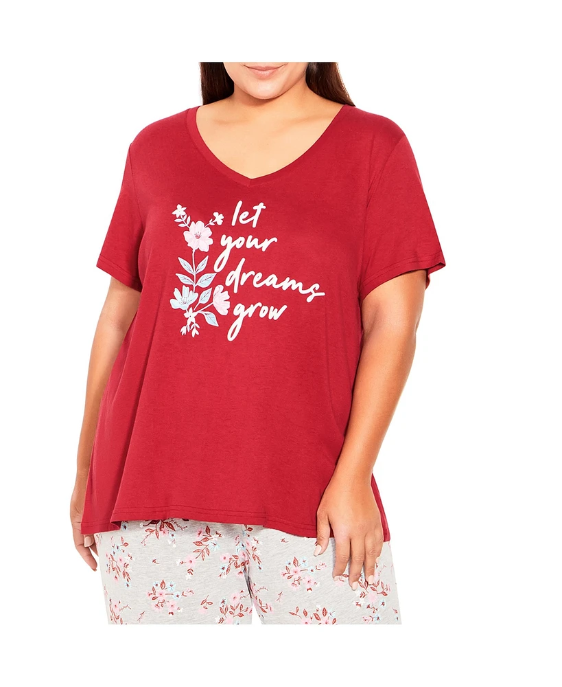 Plus Dreams Grow Short Sleeve Sleep Top