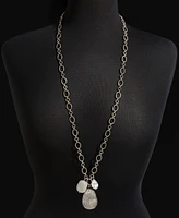 Style & Co Hammered Teardrop & Freshwater Pearl Pendant Necklace, 38" + 3" extender, Created for Macy's