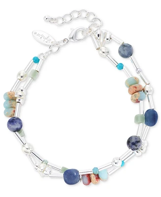 Style & Co Mixed Bead Stone Double-Row Ankle Bracelet, Created for Macy's