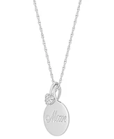 Diamond Heart & Mom Coin Pendant Necklace (1/10 ct. t.w.) in Sterling Silver, 16" + 2" extender