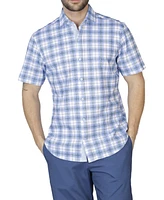 Windowpane Plaid Knit Short Sleeve Shirt