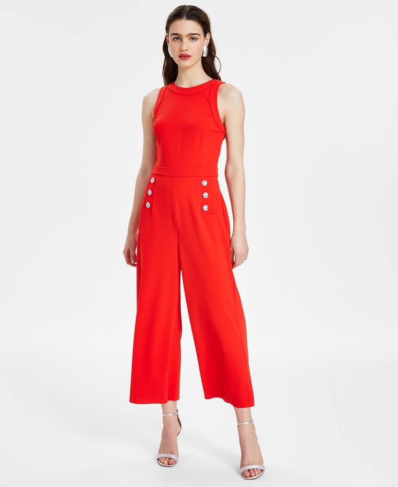 Karl Lagerfeld Paris Women's Cropped Wide-Leg Jumpsuit