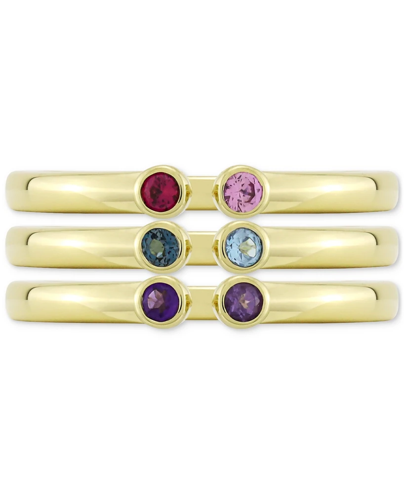 3-Pc. Set Multi-Gemstone Stackable Cuff Rings (1/4 ct. t.w.) 14k Gold-Plated Sterling Silver