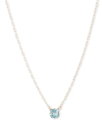 Lauren Ralph Gold-Tone Cushion-Cut Pink Stone Pendant Necklace, 16" + 3" extender