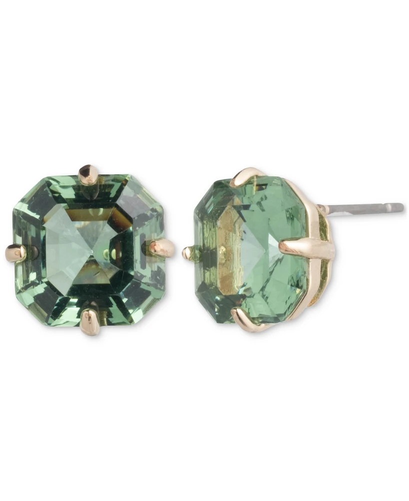 Lauren Ralph Gold-Tone Cushion-Cut Stone Stud Earrings