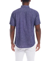 Weatherproof Vintage Men's Short Sleeve Solid Linen Cotton Shirt