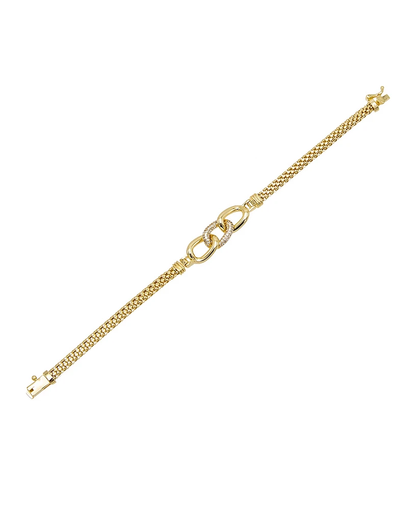 by Adina Eden Cubic Zirconia Pave Accented Link Chain Bracelet