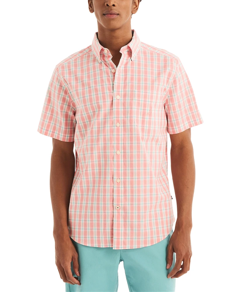 Nautica Men's Plaid Short Sleeve Button Down Shirt