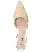 Vaila Shoes Women's Lynn Pointed-Toe Raffia Kitten-Heel Slingback Pumps