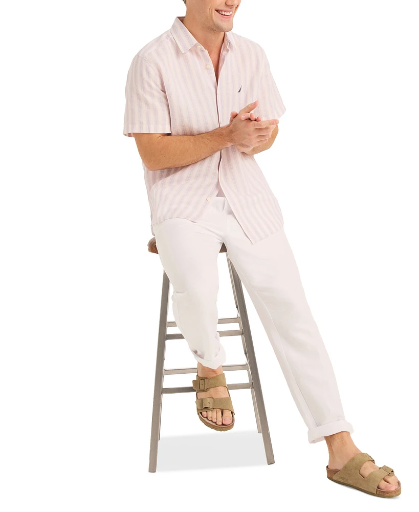 Men's Miami Vice x Nautica Striped Short Sleeve Linen Blend Shirt
