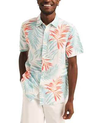 Nautica Men's Leaf Print Short Sleeve Button-Front Shirt