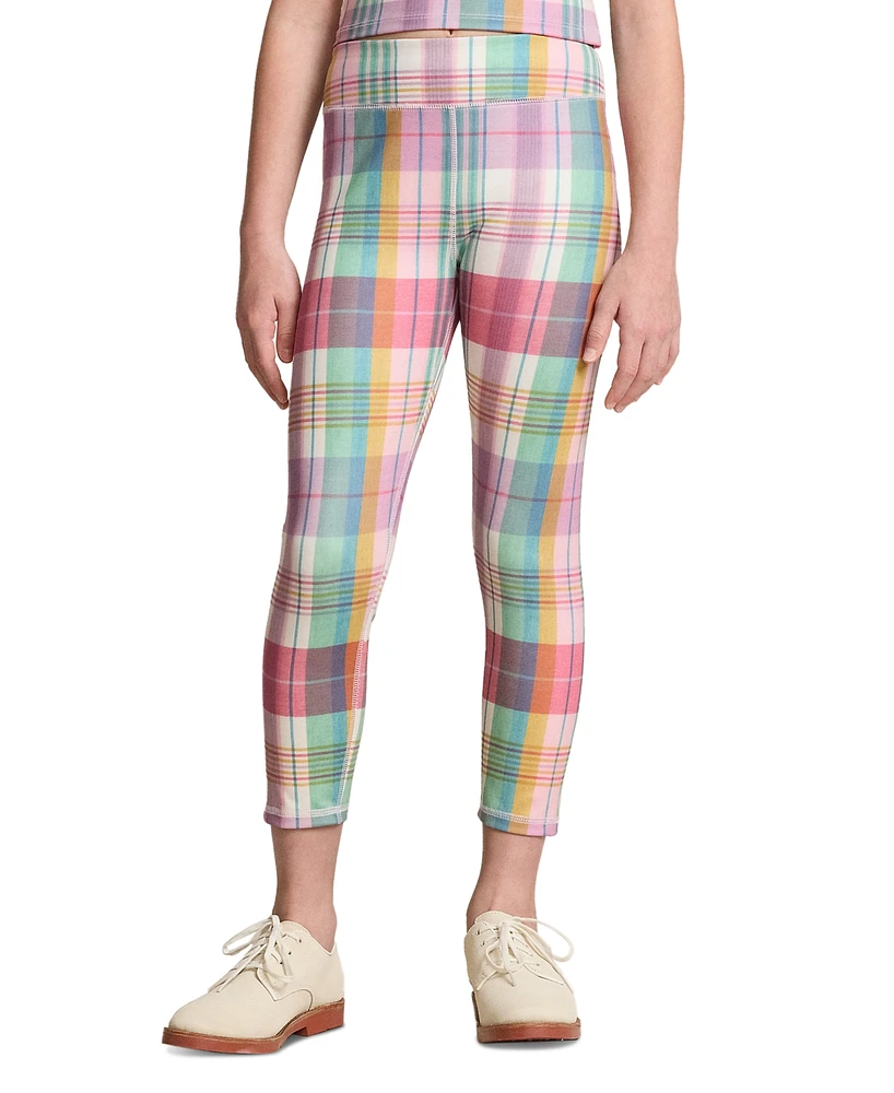 Polo Ralph Lauren Big Girls Madras-Print Performance Crop Leggings