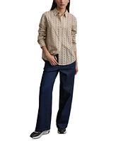 Dkny Jeans Women's Eyelet Long-Sleeve Button-Front Blouse