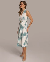 Donna Karan Women's Printed Waist-Wrap Midi Dress