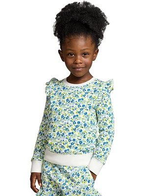 Polo Ralph Lauren Toddler and Little Girls Floral Ruffled French Terry Sweatshirt