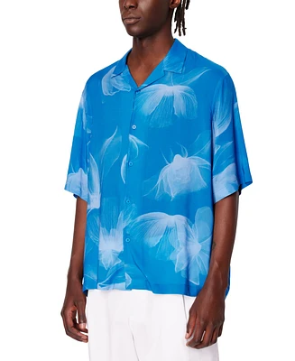 A|X Armani Exchange Men's Boxy-Fit Floral Graphic Shirt