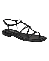 Calvin Klein Women's Sindy Square Toe Strappy Flat Sandals