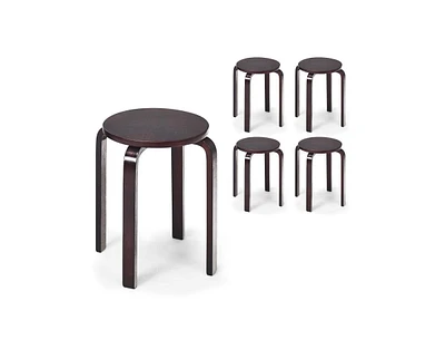 Set of 4 18 Inch Stackable Bentwood Dining Chairs with Round Top
