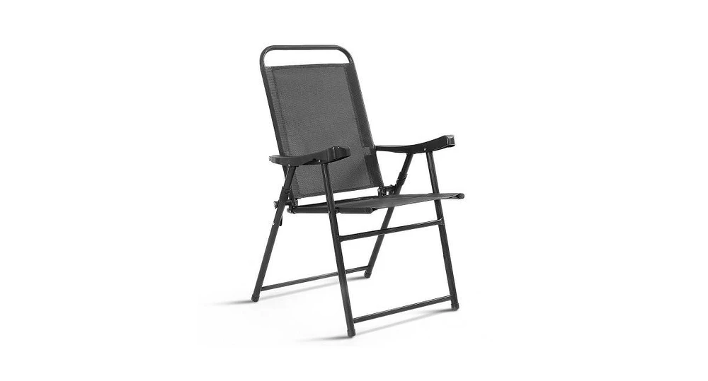 Set of 4 Folding Sling Chairs with Armrest