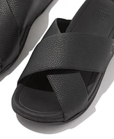 FitFlop Men's Tumbled-Leather Cross Slides