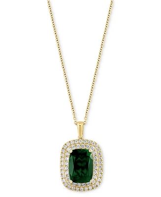 Effy Lab Grown Emerald (6-1/5 ct. t.w.) & Lab Grown Diamond (1 ct. t.w.) 18" Pendant Necklace in 14k Gold