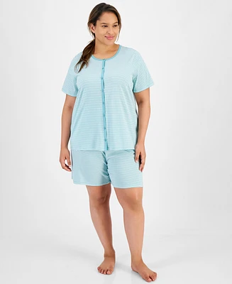 Charter Club Plus Cotton Bermuda Pajamas Set, Created for Macy's