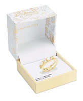 Charter Club Gold-Tone Cubic Zirconia & Imitation Pearl Double-Row Ring, Created for Macy's