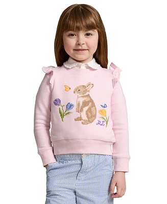 Polo Ralph Lauren Toddler and Little Girls Ruffled Bunny Terry Sweatshirt