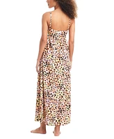 Bar Iii Women's Animal-Print Swim Cover-Up Maxi Dress, Created for Macy's