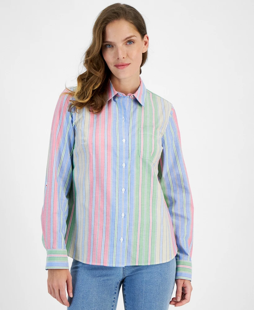 Nautica Jeans Women's Cotton Stripe-Print Shirt