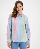 Nautica Jeans Women's Cotton Stripe-Print Shirt