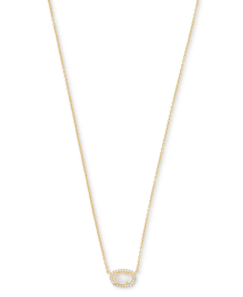 Kendra Scott 14k Gold-Plated Cubic Zirconia & Mother-of-Pearl Mini Pendant Necklace, 15" + 2" extender
