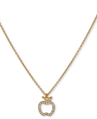 Dkny Gold-Tone Pave Crystal Apple Pendant Necklace, 16" + 3" extender