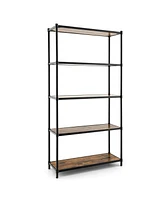 5 Tiers 61 Inch Multi-use Bookshelf with Metal Frame