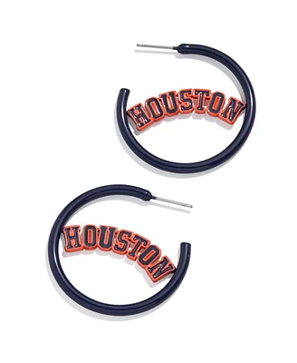 Women's Baublebar Houston Astros Enamel Hoop Earrings