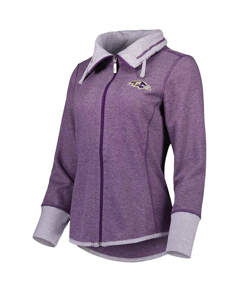 Women's Tommy Bahama Heathered Purple Baltimore Ravens Sport Sun Fade Full-Zip Sweatshirt