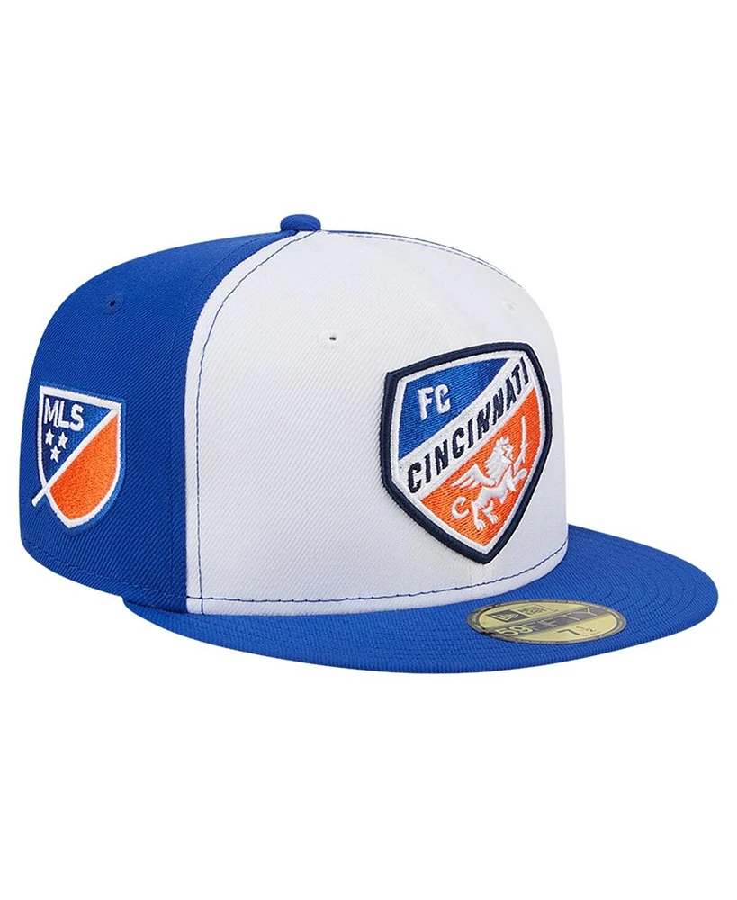 Men's New Era White, Blue Fc Cincinnati 2024 Kick Off Collection 59FIFTY Fitted Hat
