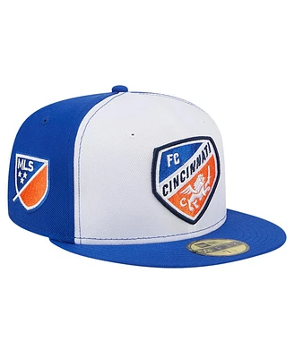 Men's New Era White, Blue Fc Cincinnati 2024 Kick Off Collection 59FIFTY Fitted Hat