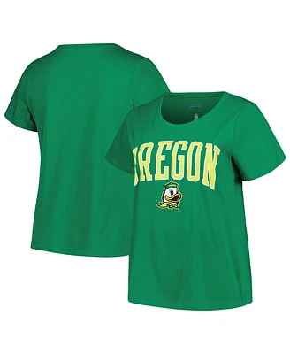 Women's Profile Green Oregon Ducks Plus Arch Over Logo Scoop Neck T-shirt