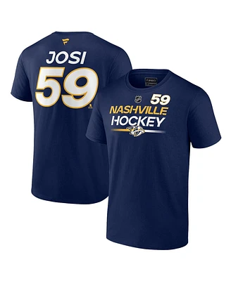Men's Fanatics Roman Josi Navy Nashville Predators Authentic Pro Prime Name and Number T-shirt