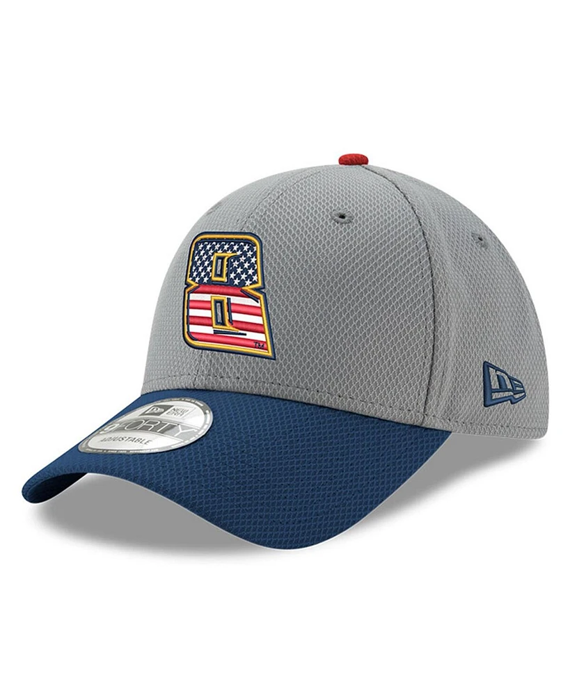 Men's New Era Gray, Navy Kyle Busch Salute 9FORTY Adjustable Hat